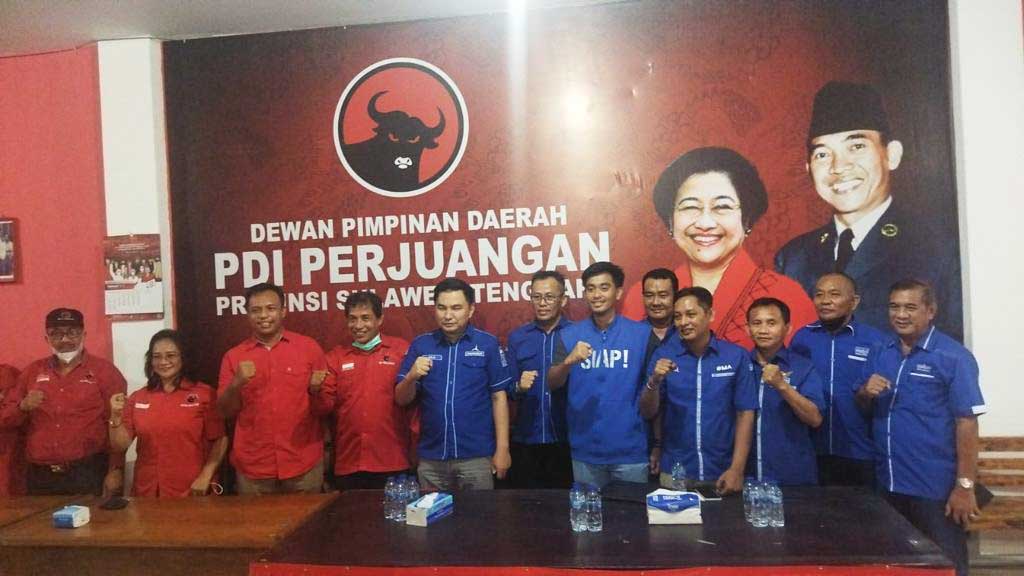 Pengurus Dewan Pimpinan Daerah (DPD) Partai Demokrat dan PDIP Sulawesi Tenggara (Sultra) bertemu. Pertemuan itu dilakukan di kantor DPD PDIP Sultra, Rabu (16/3/2022). Foto/ist