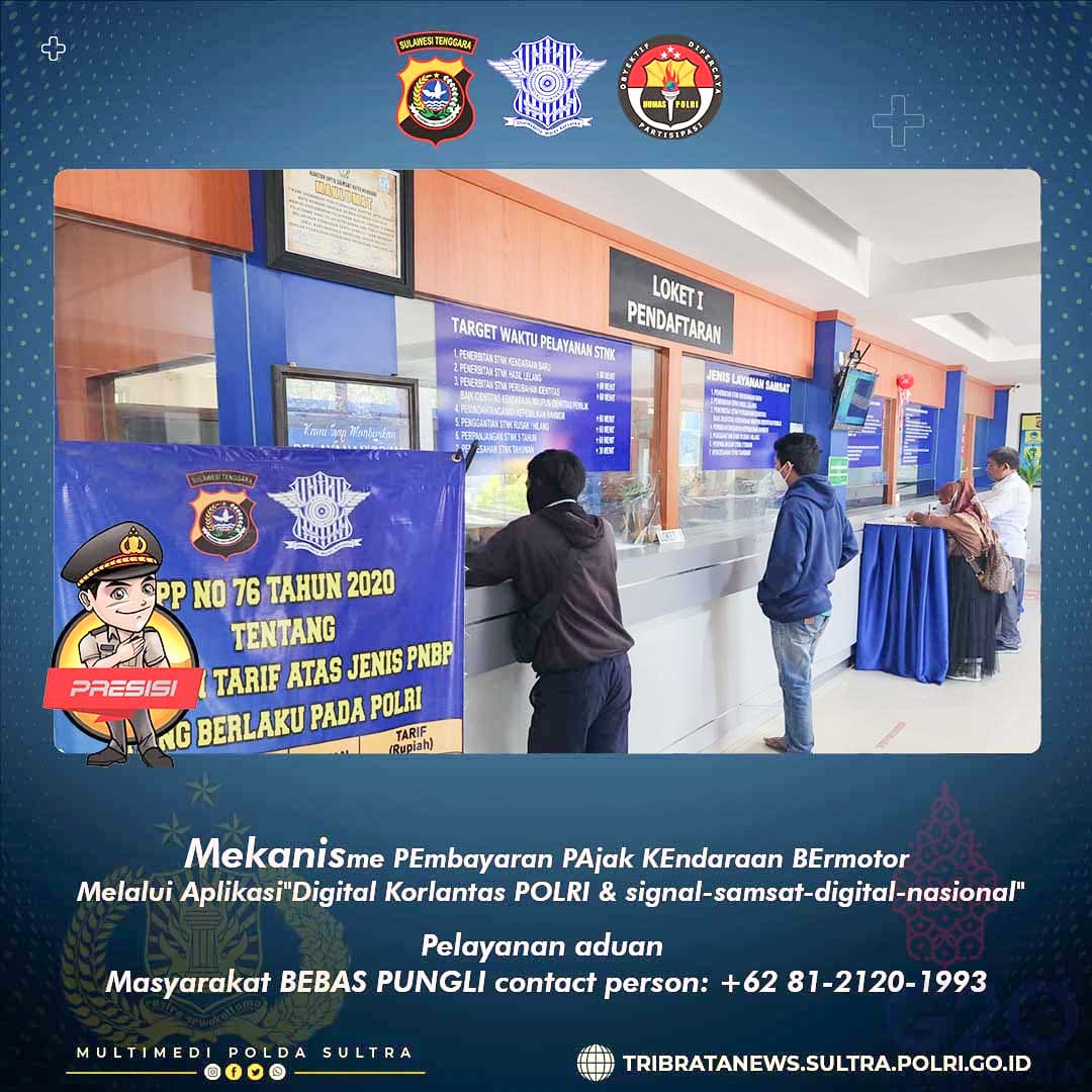 Masyarakat Sulawesi Sultra kini bisa membayar pajak kendaraan bermotor tahunan secara online tanpa harus datang ke kantor Samsat. Foto/ist