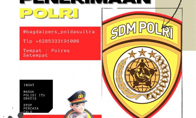 Bagian Pengendalian Personel SDM Kepolisian Daerah (Polda) Sulawesi Tenggara (Sultra) menyediakan nomor kontak untuk informasi penerimaan anggota Polri di Polda Sultra. Foto/ist