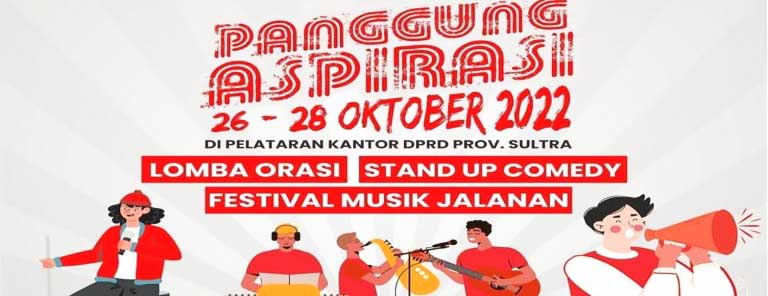 DPRD Provinsi Sulawesi Tenggara (Sultra) menyelenggarakan aneka lomba dalam rangka memeriahkan Hari Sumpah Pemuda Ke-94 melalui Panggung Aspirasi yang digelar tanggal 26 sampai 28 Oktober 2022, di pelataran kantor DPRD Sultra. Foto/ist
