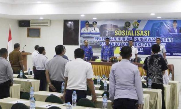 Dinas Perhubungan Provinsi Sulawesi Tenggara mensosialisasikan penegakan hukum, pengawasan, dan pengendalian angkutan darat se-Sultra, Selasa (29/11/2022). Foto/ist
