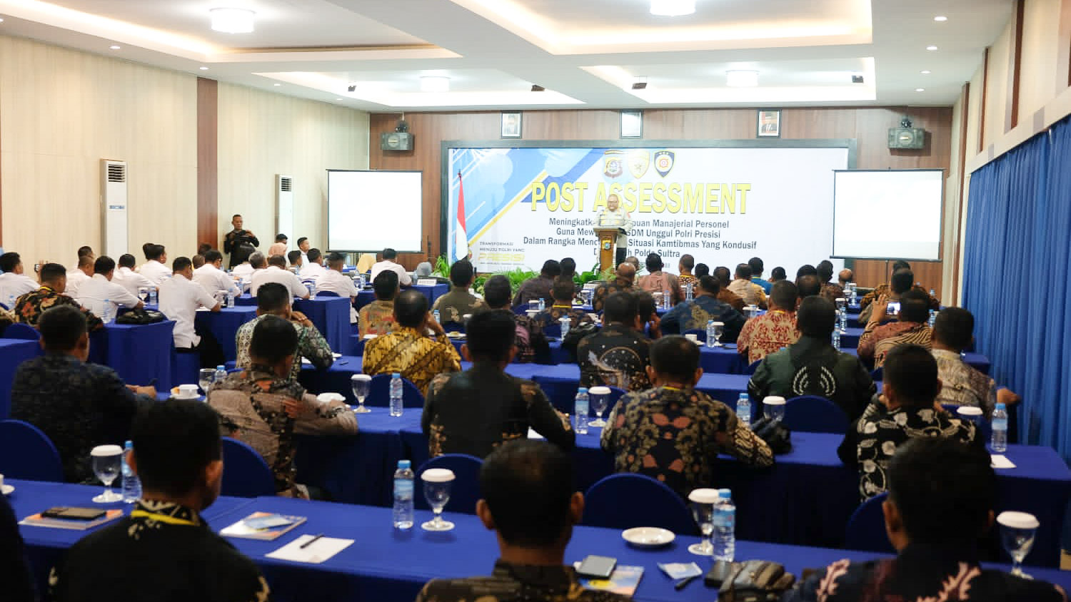 Biro SDM Polda Sulawesi Tenggara (Sultra) melaksanakan post assessment tahun 2023 sebagai sarana meningkatkan kemampuan manajerial personel guna mewujudkan sumber daya manusia (SDM) unggul, Polri presisi, dalam rangka menciptakan situasi kamtibmas yang kondusif di wilayah Polda Sultra, Senin (4/12/2023). Foto/Bidhumas Polda Sultra