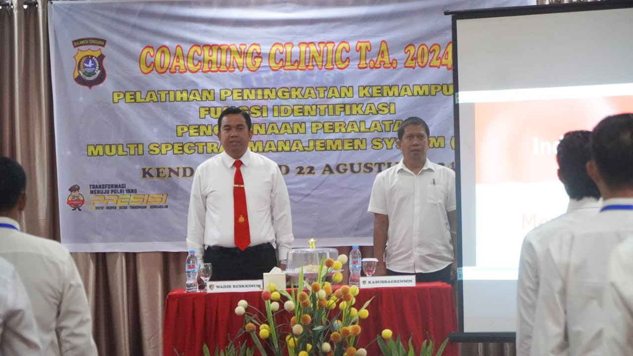 Direktorat Reserse Kriminal Umum (Ditreskrimum) Polda Sulawesi Tenggara (Sultra) menggelar coaching clinic pelatihan dan peningkatan kemampuan fungsi identifikasi selama dua hari, 21-22 Agustus di salah satu hotel di Kota Kendari. Foto/ist
