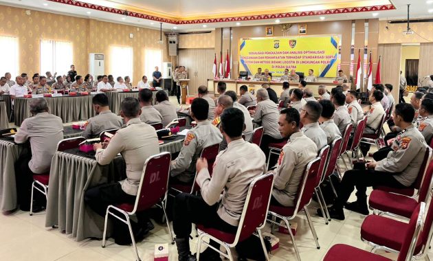 Tim Slog Polri melaksanakan sosialisasi pengkajian dan analisis optimalisasi penggunaan dan pemanfaatan terhadap standarisasi dan metode bidang logistik di Aula Dachara Polda Sultra, Rabu (18/9/2024).