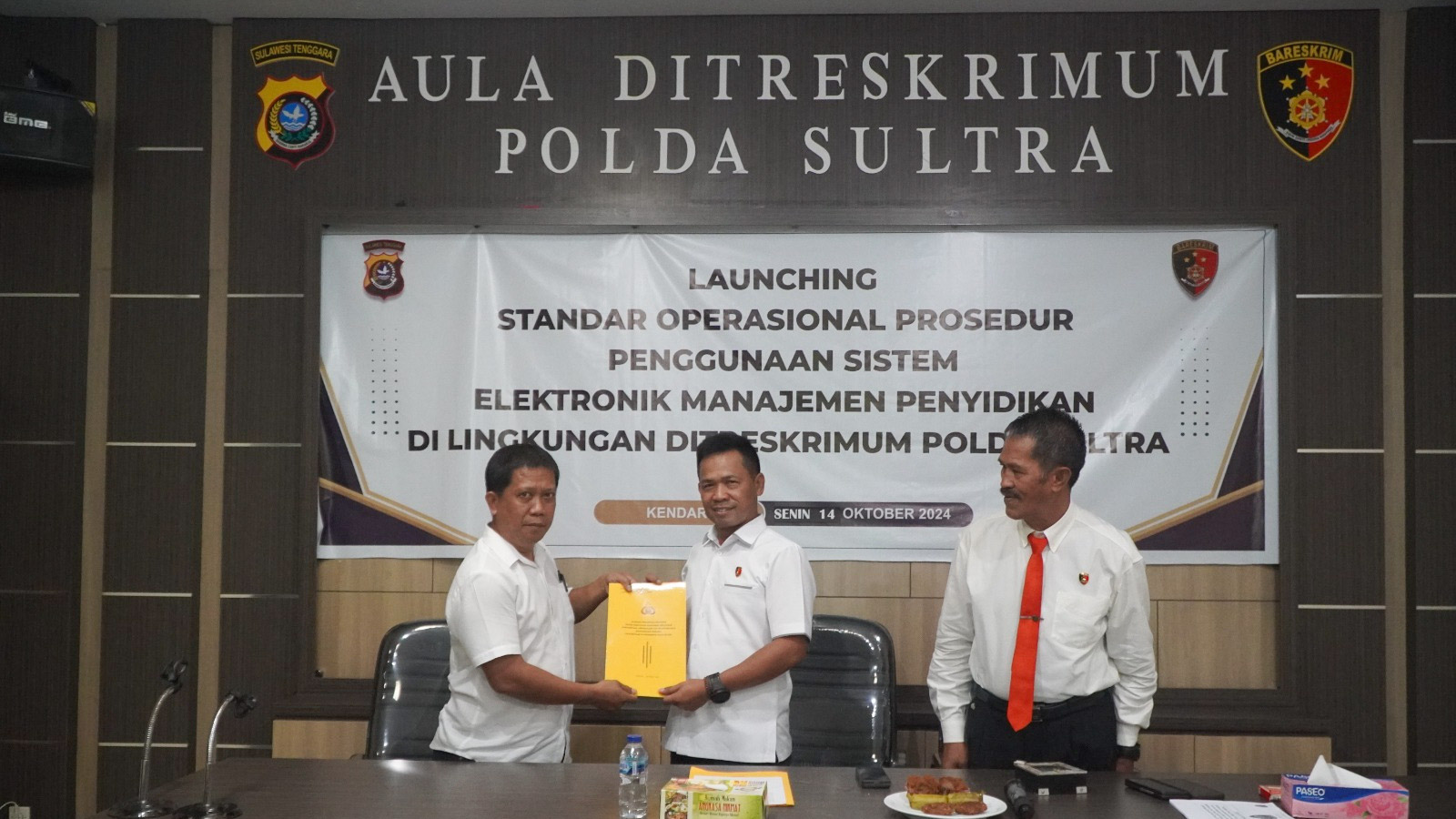 Direktorat Reserse Kriminal Umum (Ditreskrimum) Polda Sulawesi Tenggara (Sultra) melaksanakan launching standar operasional prosedur (SOP) penggunaan sistem elektronik manajemen penyidikan tindak pidana di Aula Ditreskrimum Polda Sultra, Senin (14/10/2024). Foto/Bidhumas Polda Sultra